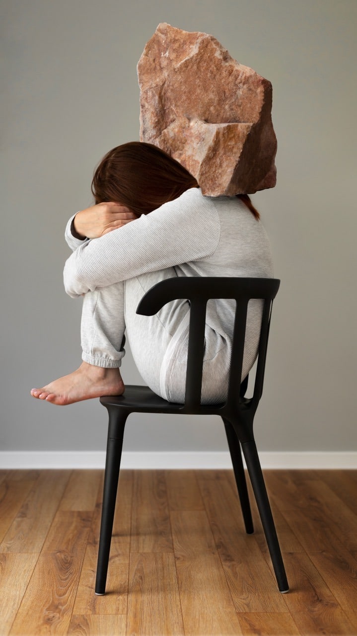 People carrying a burden concept